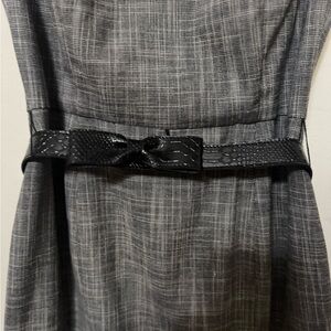 White House Black Market Gray Midi Dress with Black Belt